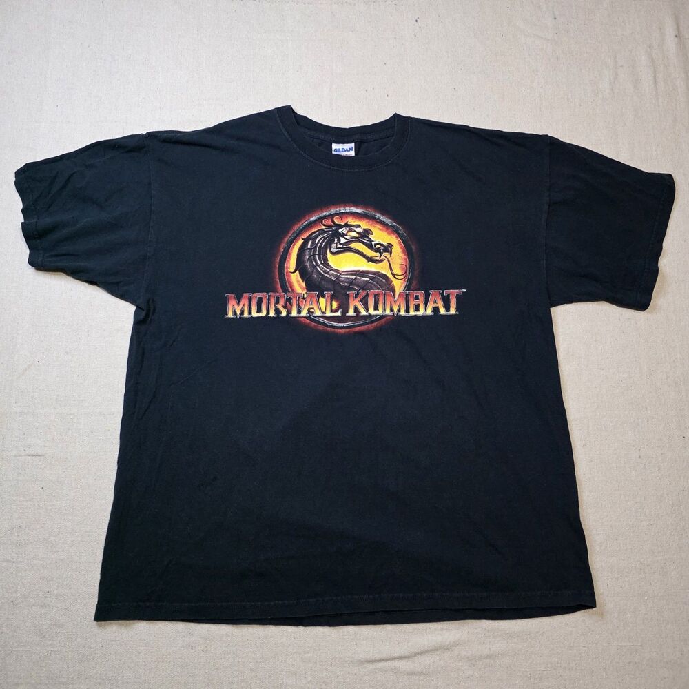 Vintage Mortal Kombat Tour 2011 T-Shirt Black Dragon Fire Logo Graphic Size XL